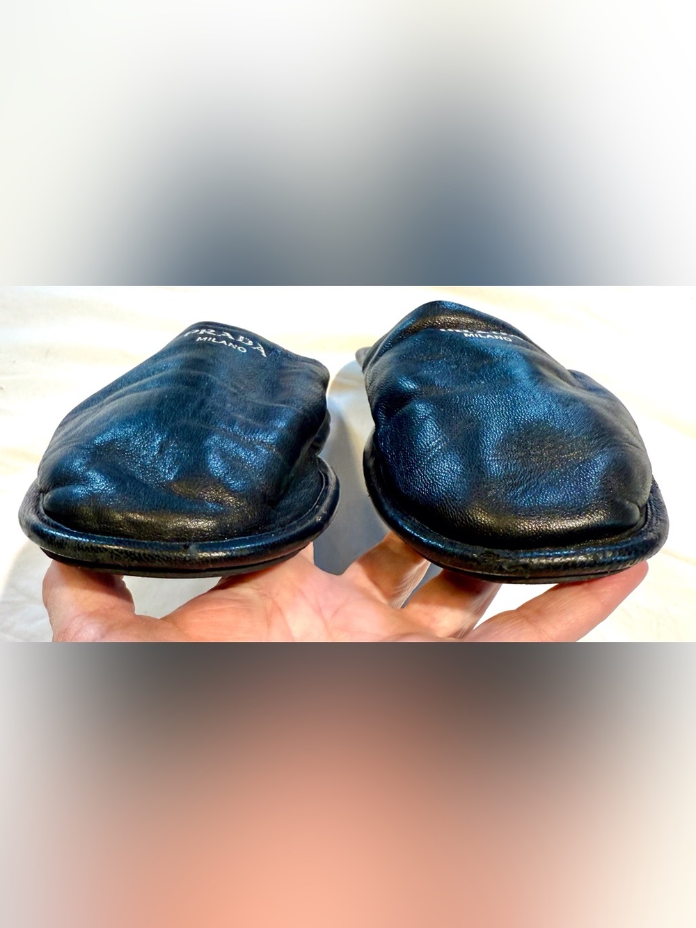 PRADA Black Leather Slides Mules Slippers Loafers - Picture 7 of 14